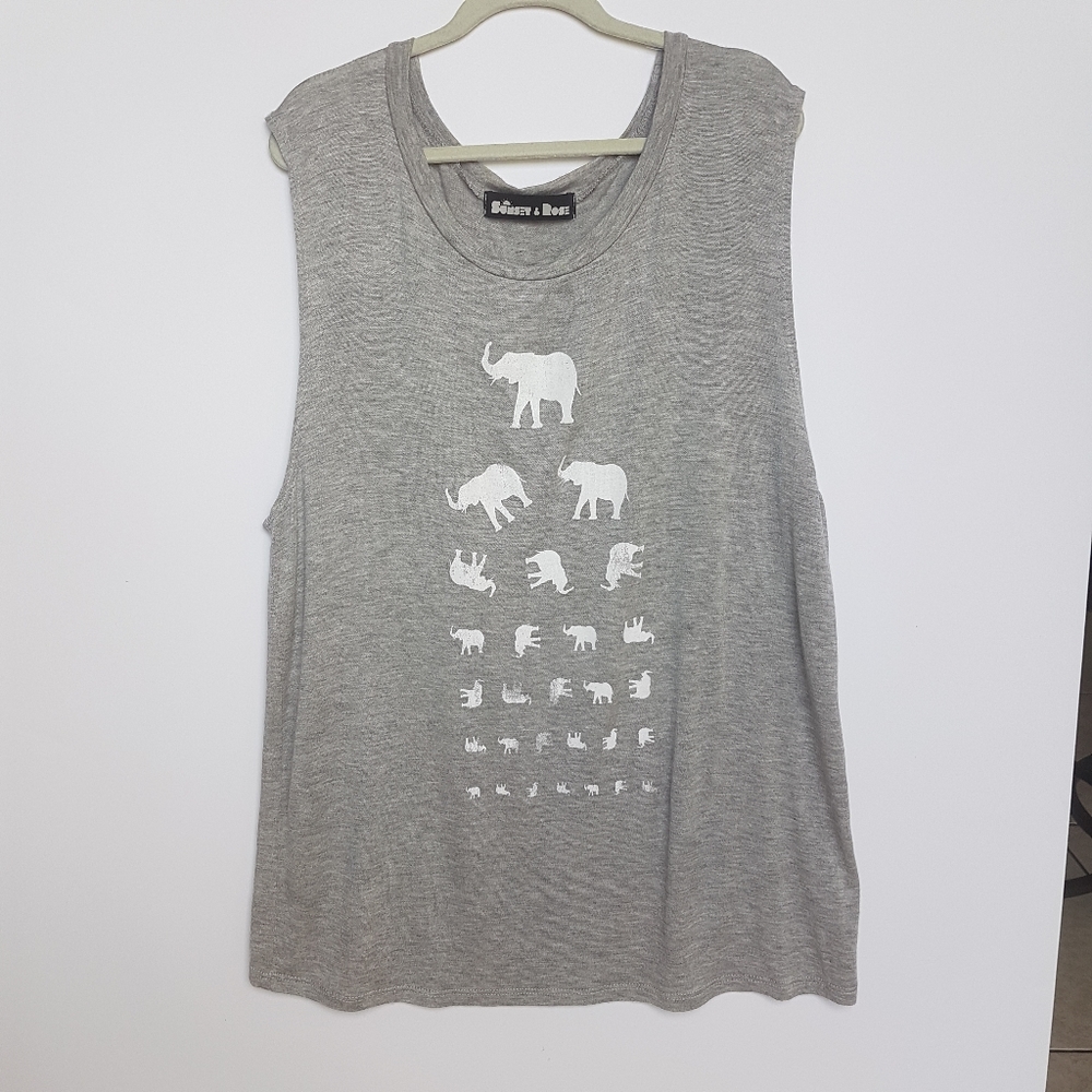 ⭐Sunset & Rose Sleeveless Top w/Elephant Print